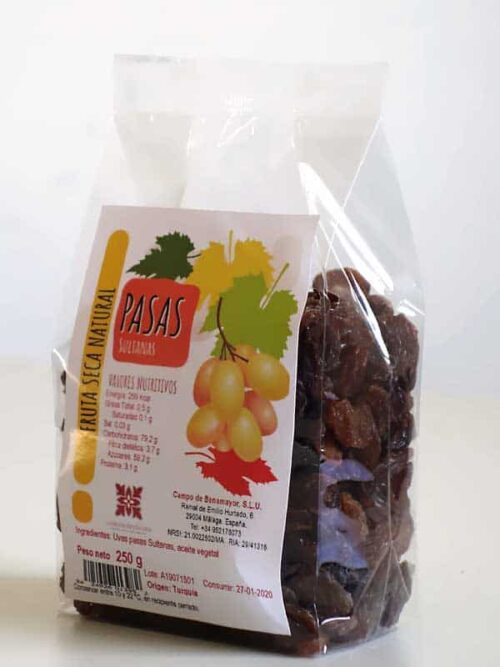 Pasas Sultanas envasadas en bolsa