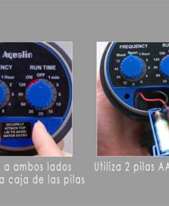 Alojamiento de las baterías en el temporizador de riegoo a pilas Aqualin