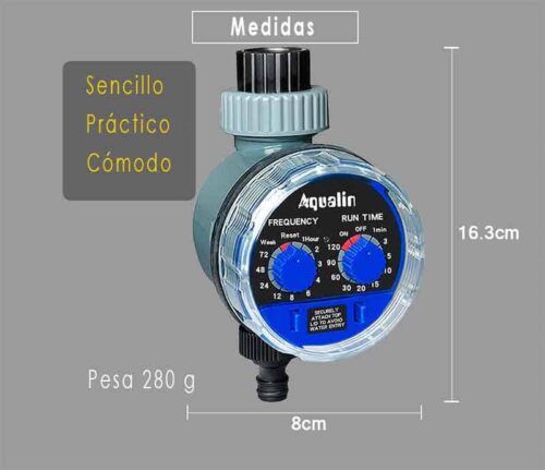 Medidas del programador de riego a pilas Aqualin